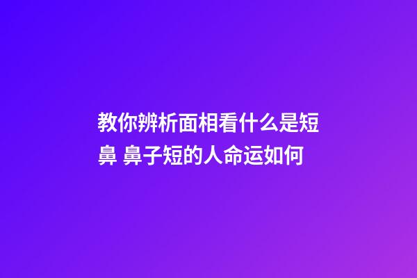 教你辨析面相看什么是短鼻 鼻子短的人命运如何